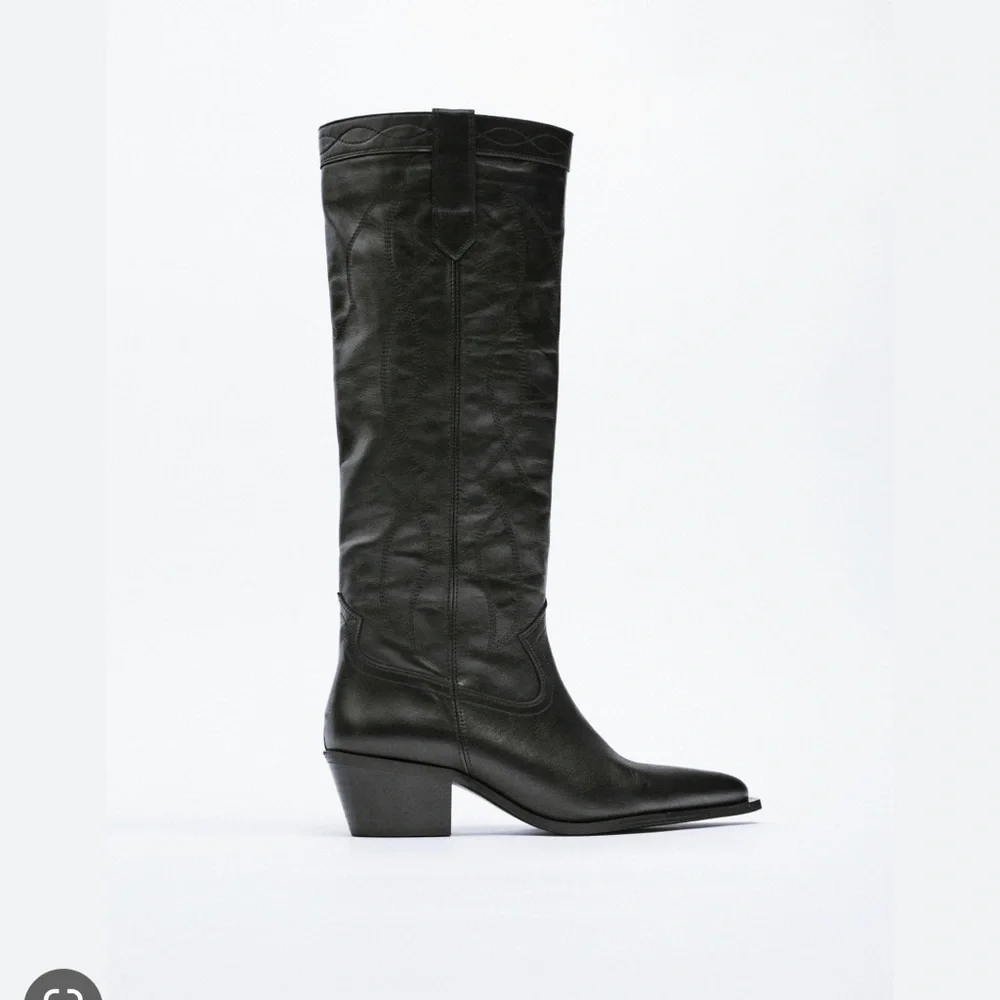 Zara leather cowboy western boots 36 - Picture 2 of 3